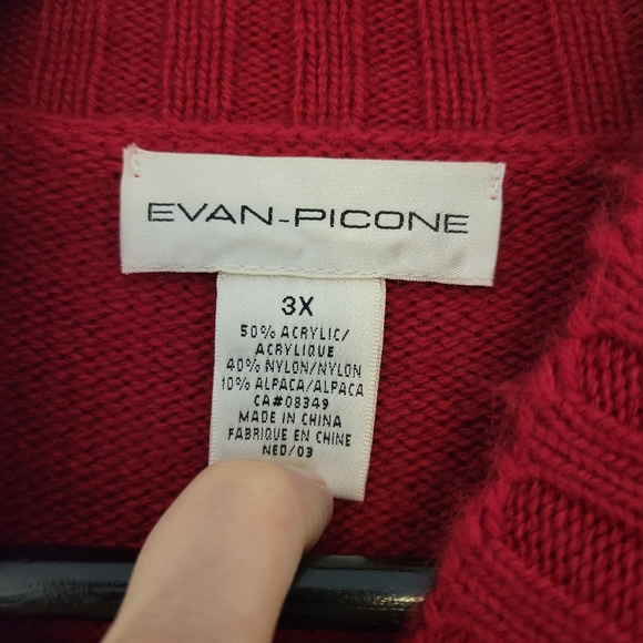 Evan Picone women's vintage mock neck sweater red with black embroidery - Picture 8 of 9